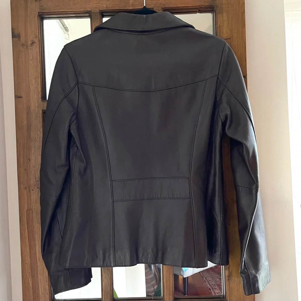 Wilsons Leather Brown Three Button Classic Collar Leather Jacket Size US S - Picture 3 of 16